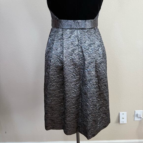 Rickie Freeman for TERI JON Velvet Black and Silver Midi Dress Women's Sz 8 - Picture 9 of 16